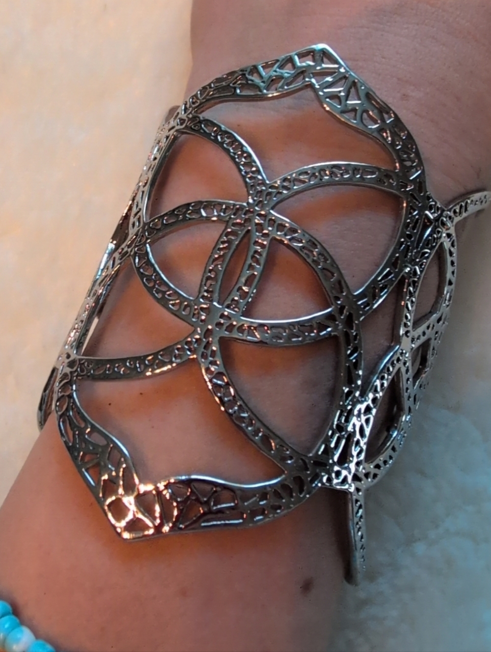 Kendra Scott Roni Silver Filigree Open Cuff Statement Bracelet